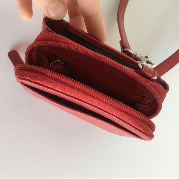 Danier Genuine Leather Red Mobile/Wallet Crossbody - Picture 9 of 15